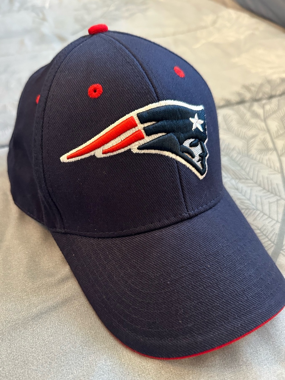 NWOT New England Patriots Navy Baseball Cap with Red Accents OS